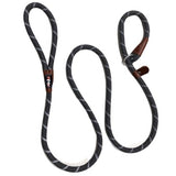 Hybrid Reflective Climbing Rope Dog Leash (Slip lead converts to clip on leash with carabiner)