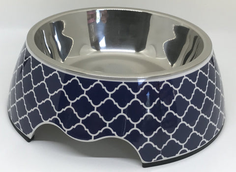 Modern Navy Dog Bowl